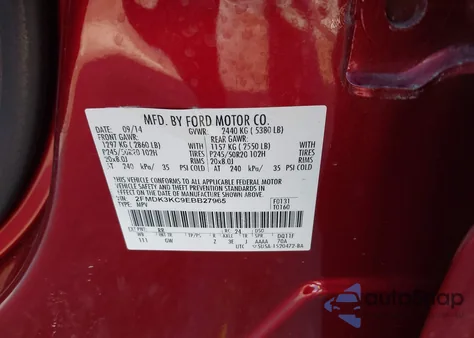 2014 Ford Edge Limited from USA, damaged, VIN 2FMDK3KC9EBB27965